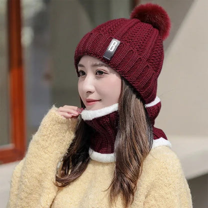 Women’s Winter Knit Beanie & Scarf Set – Warm Cozy Skull Cap for Cold Weather