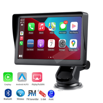 Universal 7" Car Smart Screen – Wireless Navigation, CarPlay & Android Auto