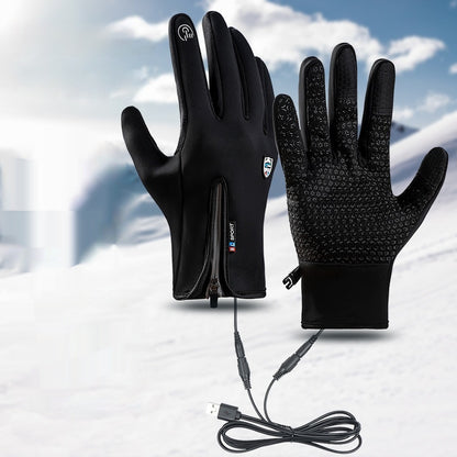 USB Heated Winter Cycling Gloves – Windproof & Waterproof for Men and Women