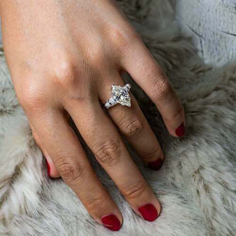 Banquet Marquise Zircon Ring – Elegant Inlaid Crystal Fashion Jewelry