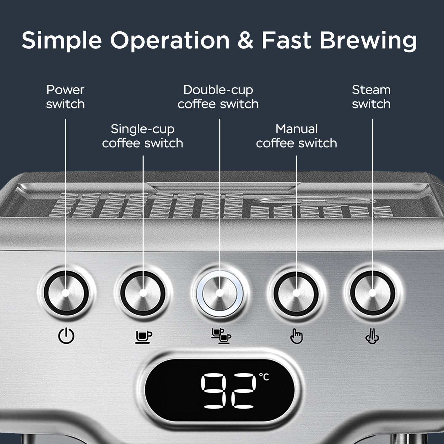 Geek Chef 20-Bar Espresso Machine – Professional Home Coffee Maker with Milk Frother, 1.8L Water Tank & Stainless Steel Design