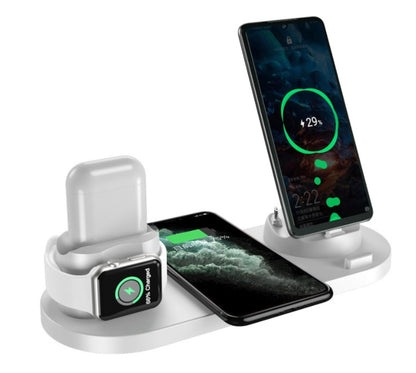 6-in-1 Wireless Fast Charging Dock for iPhone, AirPods & Apple Watch – All-in-One Charging Station