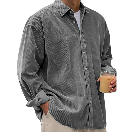 Men’s Casual Loose Thick Shirt Jacket – Autumn & Winter Warm Overshirt Coat
