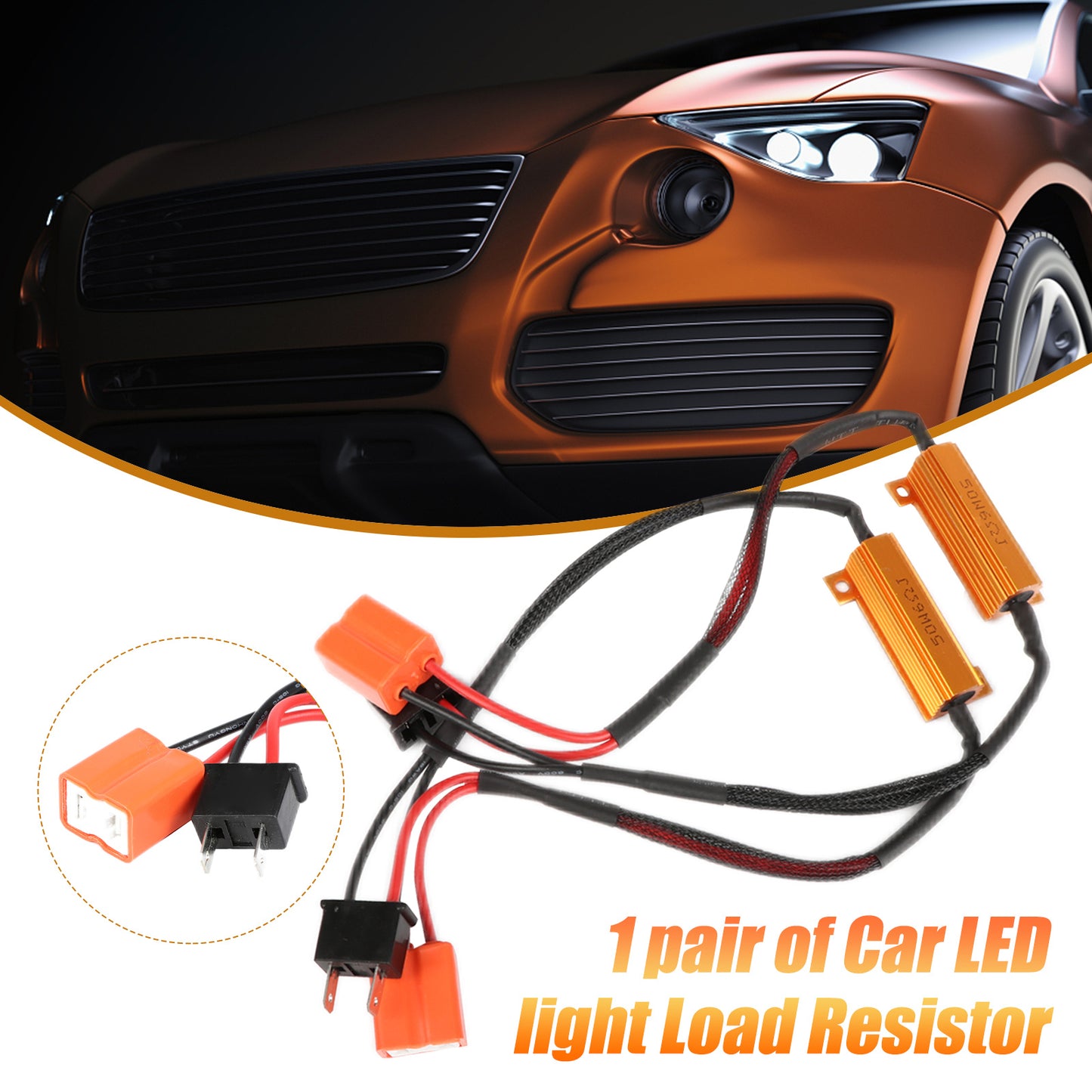 H7/HB4/H8/H11 9006 HID Decoder – Anti-Flicker Resistor Wiring Harness for LED & HID Headlights