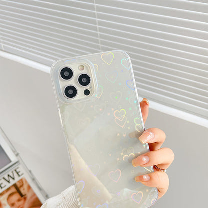Laser Love Gradient Silicone Phone Case – Double-Sided Soft Coated, Shockproof & Stylish Cover