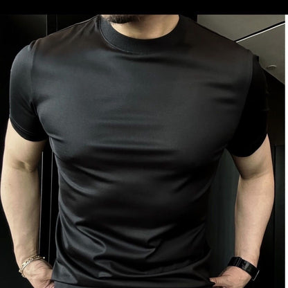 Men’s Ice Silk Soft Breathable Round Neck Short Sleeve T-Shirt – Lightweight Summer Top