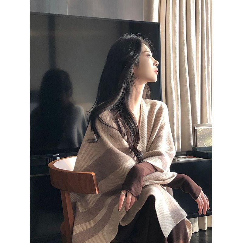 Vintage Maillard Cloak Cape – Retro-Style Elegant Outerwear for Women