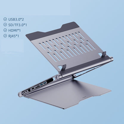 All-in-One Laptop Stand & 8-Port Docking Hub for Workstations