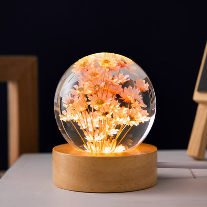 Glowing Dandelion Flower Crystal Sphere – Desktop Ornament & Gift Decor