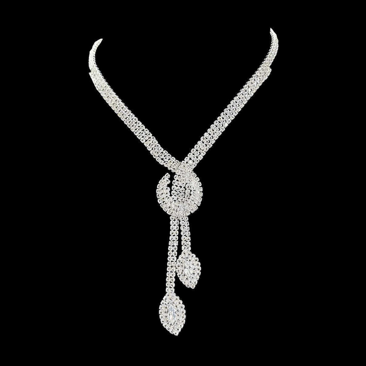 Women’s Luxury Sparkling Full-Diamond Jewelry Set – Shining Necklace & Earrings Two-Piece Collection
