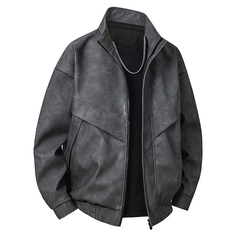 Men’s Slim Fit Leather Coat – Stylish All-Matching Casual Fashion Jacket