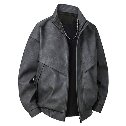 Men’s Slim Fit Leather Coat – Stylish All-Matching Casual Fashion Jacket