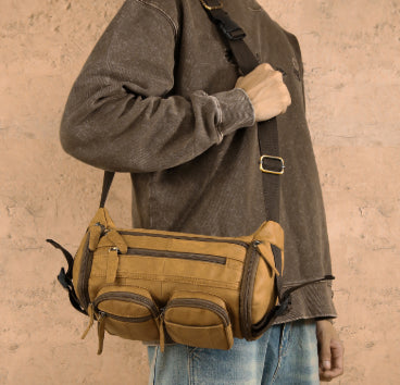 Vintage Genuine Leather Men’s Crossbody Bag – Multi-Functional Large-Capacity Shoulder Messenger