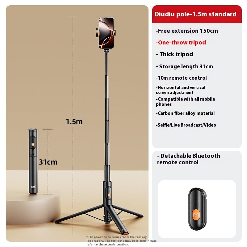 Extendable Selfie Stick Tripod – 3-in-1 Mobile Phone Holder with Telescopic Rod & Bluetooth Control