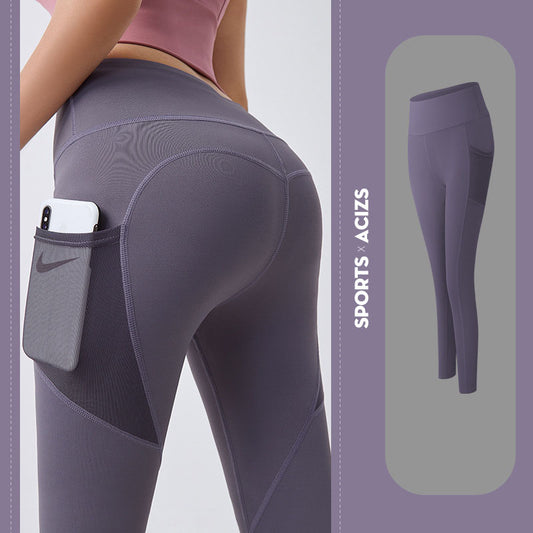 ‍♀️ Women’s Yoga Pants with Pocket – Sporty, Tummy-Controlled Gym Leggings