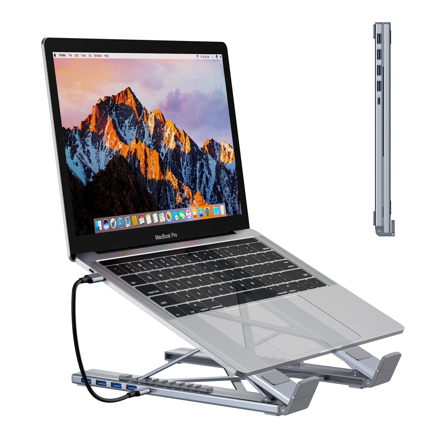 Aluminum Alloy 8-in-1 USB-C Docking Hub – HDMI & Multi-Port Laptop Station