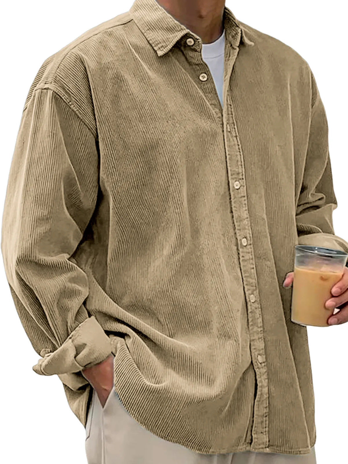 Men’s Casual Loose Thick Shirt Jacket – Autumn & Winter Warm Overshirt Coat