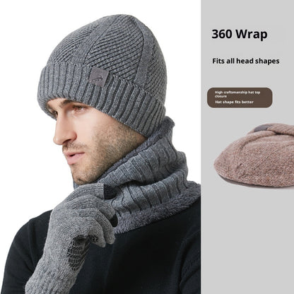 Men’s Winter 3-Piece Set – Thickened Hat, Scarf & Gloves for Cold Weather