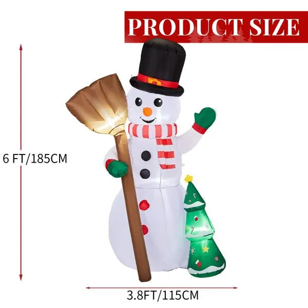 6.2FT Lighted Inflatable Snowman Holding Groom – Funny Christmas Blow-Up Yard Decoration with LED Lights