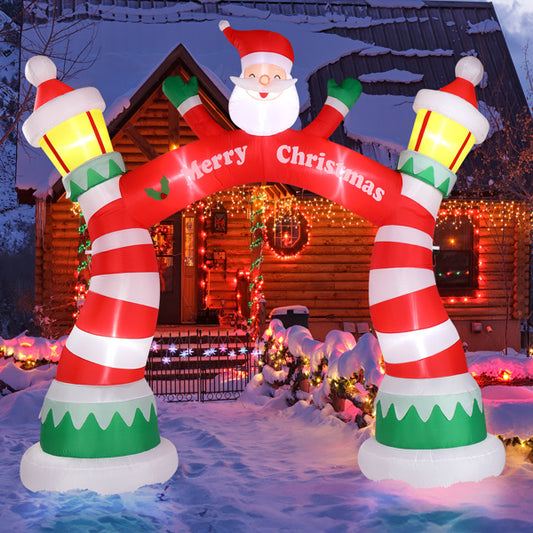 8.9FT Lighted Christmas Inflatable Arch – Holiday Entrance Decor with 7 LED Lights & Drawstring Pockets