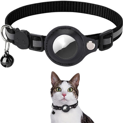 Reflective Waterproof Nylon Collar with AirTag Holder – Smart Pet Tracker for Dogs & Cats