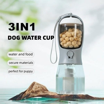 3-in-1 Portable Dog Water Cup – Food Container & Garbage Bag Dispenser