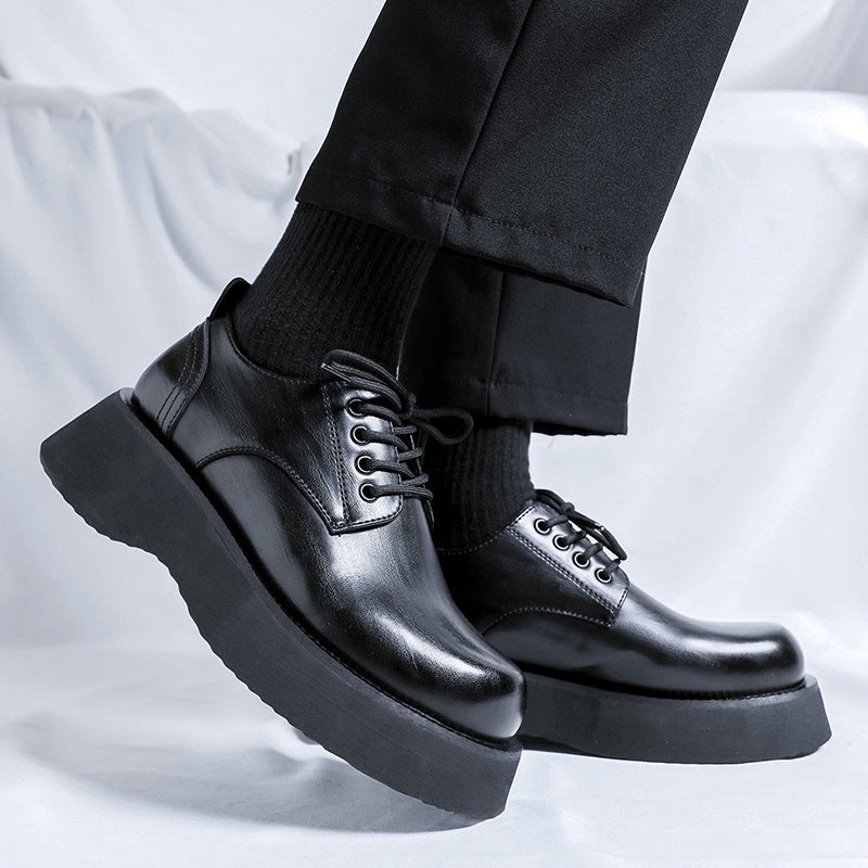 Men’s Large-Head Leather Shoes – Light Luxury Business & Casual Sports Style