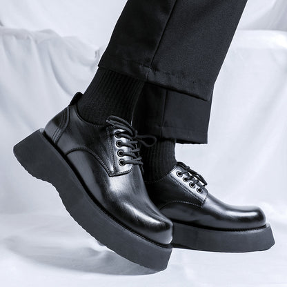 Men’s Large-Head Leather Shoes – Light Luxury Business & Casual Sports Style