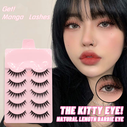 5 Pairs Manga-Style Wispy Lashes – Natural Anime Cosplay Korean Makeup Eyelash Set