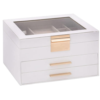 Elegant 3-Layer White Jewelry Box – Premium Storage Organizer 23x20.5x14 cm