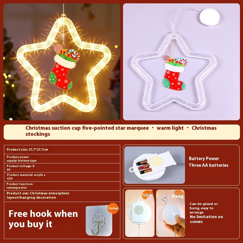 LED Christmas Star Pendant – Holiday Window & Door Hanging Light Decoration