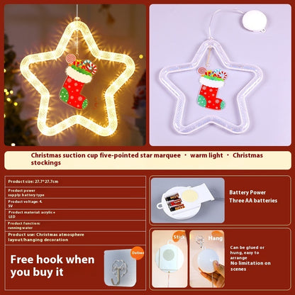 LED Christmas Star Pendant – Holiday Window & Door Hanging Light Decoration