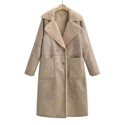 Elegant Winter Belted Trench Coat – Double-Breasted Lapel Windbreaker | Women’s Mid-Length Fashion Overcoat