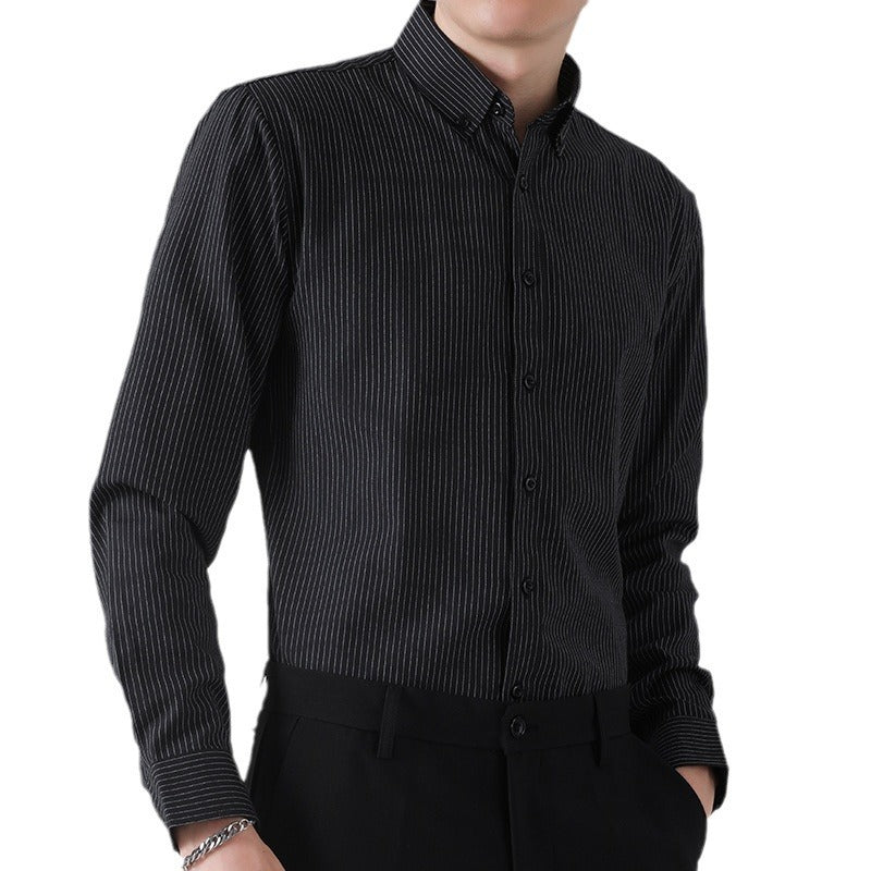Men’s Casual Long Sleeve Striped Shirt – Stylish Modern Everyday Wear