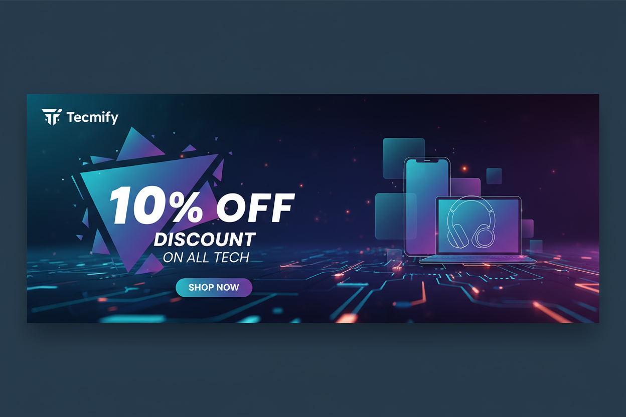 create banner Discount 10% in tecmify