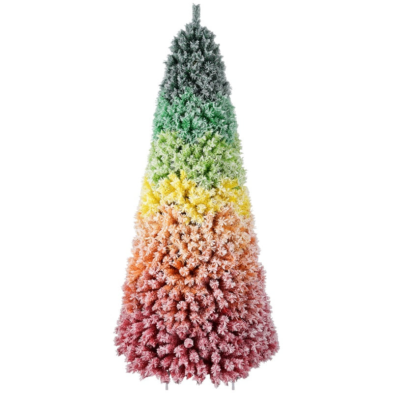 6FT / 7.5FT Artificial Rainbow Christmas Tree – Hinged Design with Colorful PVC Branch Tips (Unlit)
