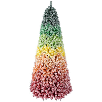 6FT / 7.5FT Artificial Rainbow Christmas Tree – Hinged Design with Colorful PVC Branch Tips (Unlit)