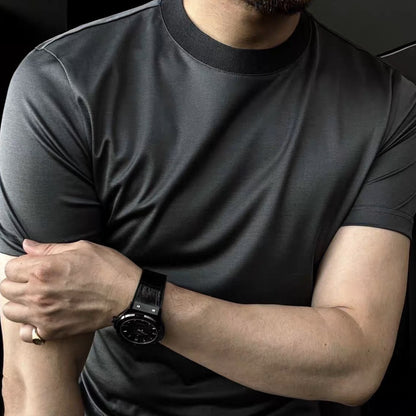 Men’s Ice Silk Soft Breathable Round Neck Short Sleeve T-Shirt – Lightweight Summer Top