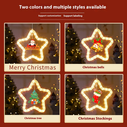 LED Christmas Star Pendant – Holiday Window & Door Hanging Light Decoration