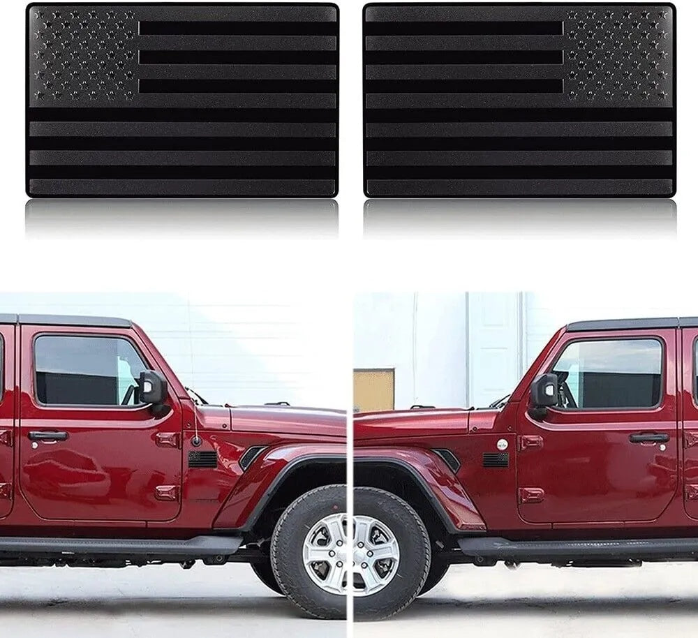 2PCS American Flag Car Emblem – Black Edition
