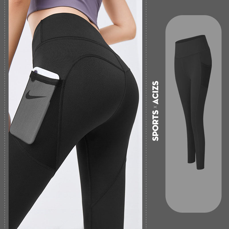 ‍♀️ Women’s Yoga Pants with Pocket – Sporty, Tummy-Controlled Gym Leggings