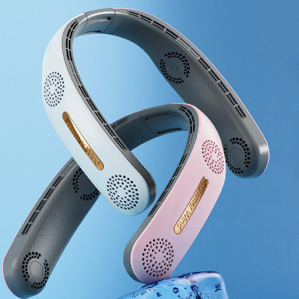 Lazy Mute USB Neck Fan – Leafless, Folding, Portable Outdoor Sports Cooling