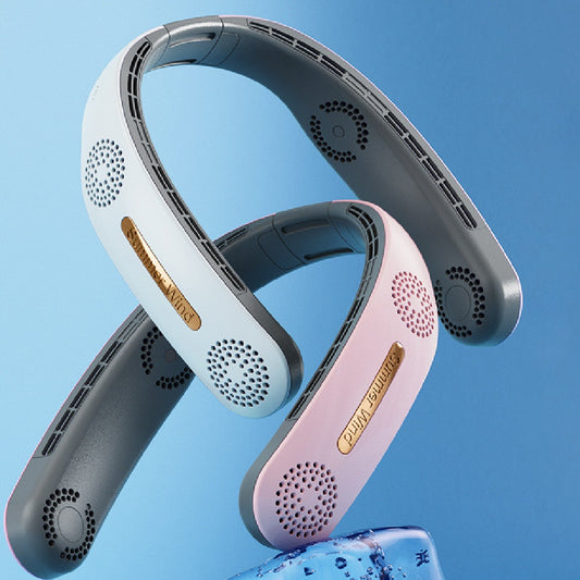 Lazy Mute USB Neck Fan – Leafless, Folding, Portable Outdoor Sports Cooling