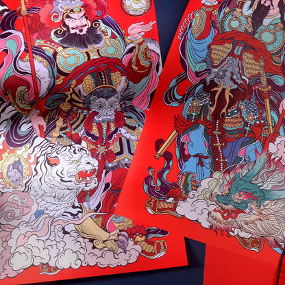 Dragon Year Chinese New Year Door-God Stickers Door Decoration