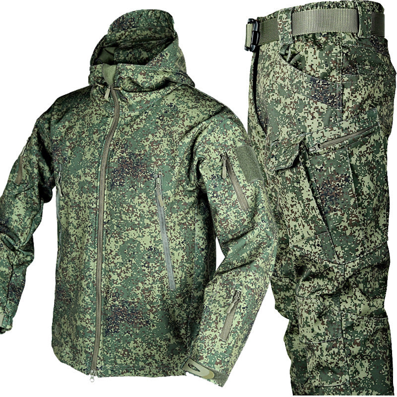 Elite Shark Skin Tactical Thermal Jacket – Camouflage, Windproof & Thickened Outdoor Suit