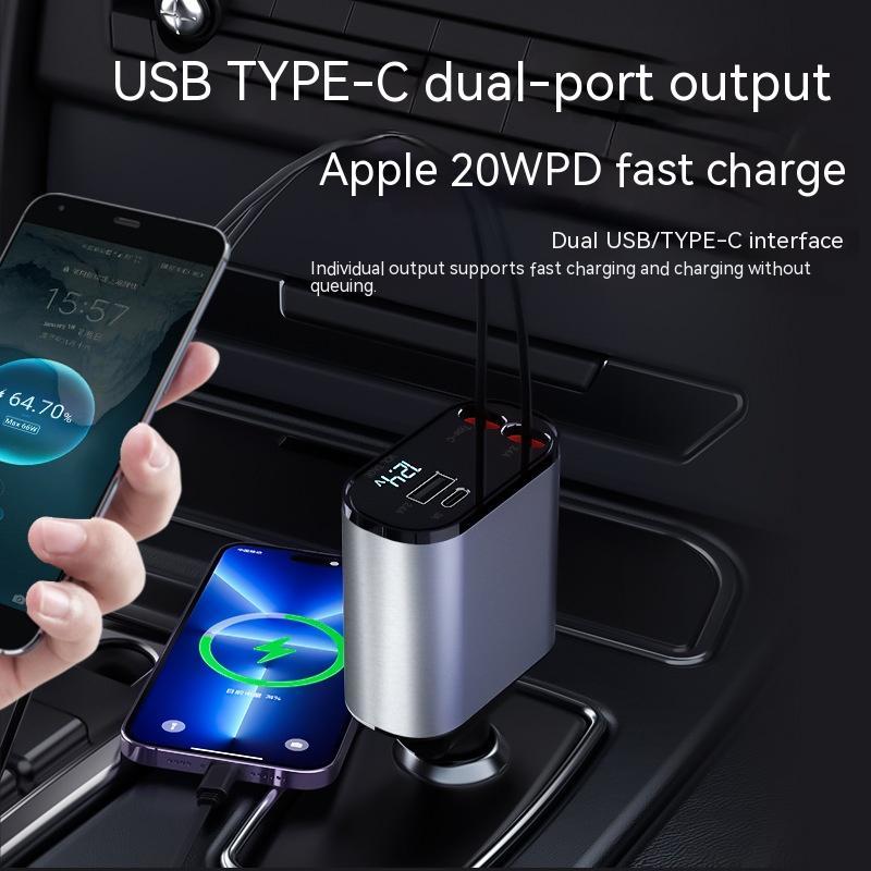 TurboCharge 100W Metal Car Charger – Super Fast USB & Type-C Cigarette Lighter Adapter