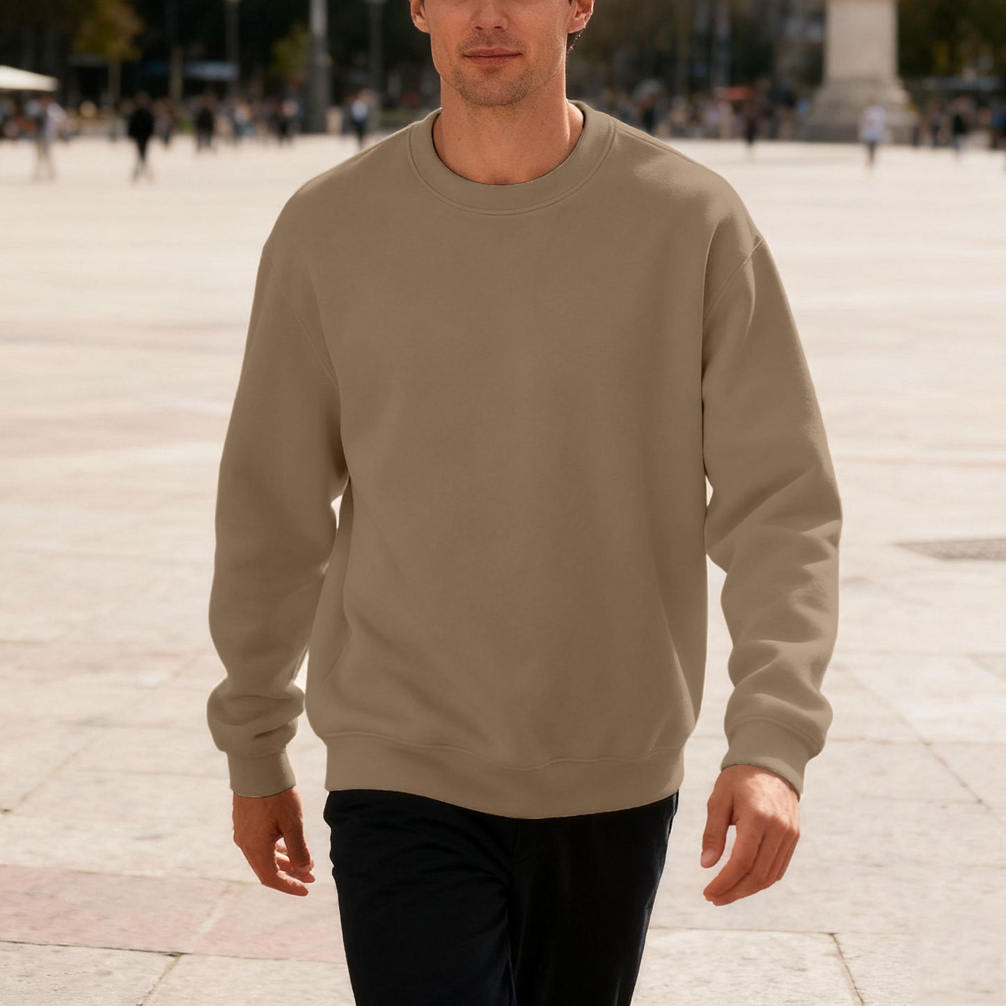 Men’s Oversized Solid Color Round Neck Top – Loose Fit Casual Streetwear Shirt