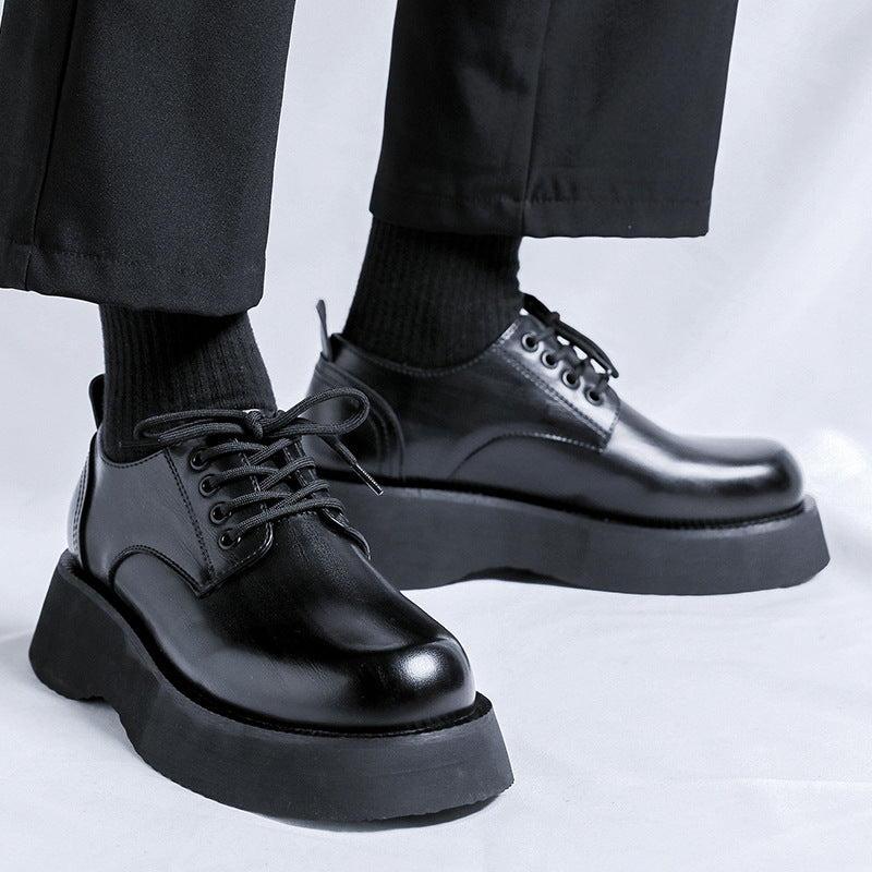 Men’s Large-Head Leather Shoes – Light Luxury Business & Casual Sports Style
