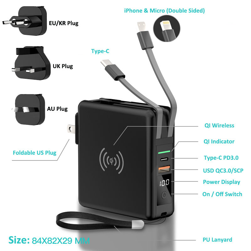 Super QI Wireless Charging Power Bank – 20W PD Fast Charge