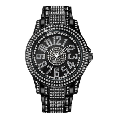 Luxury Men’s Diamond Accent Quartz Watch with Durable Alloy Strap & Date Display